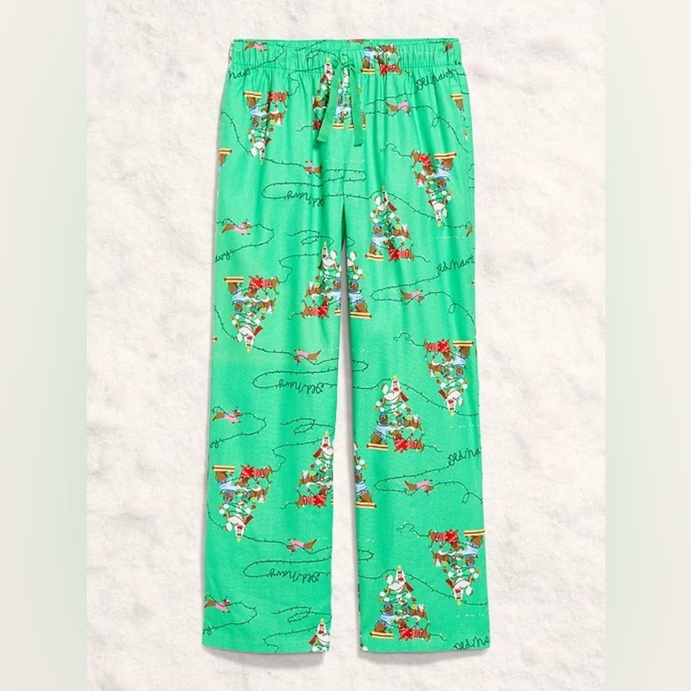 Old Navy Mid Rise Flannel Pajama Pant NWOT Dog Party XXL Petite Style 804493